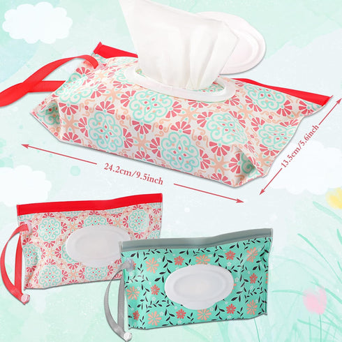 2 Pack FEBSNOW Baby Wipe Pouch, Portable Wet Wipe Holder Container, Reusable and Refillable Travel Wet Wipes Dispenser