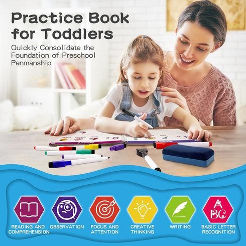 3-5, 8 Handwriting Practice Tracing Books for Kids Ages Montessori Preschool Learning Activity, Autism Educational