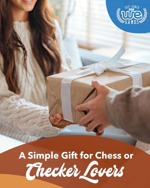 WE Games Wooden Checkers Pieces Only (1.06 inch), 24 Brown and Natural Stained with Storage Bag