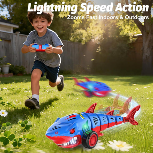 2.4GHz 360 3-6 Laradola Shark RC Toy Car for Kids: Remote Control Vehicle with LED Lights, Spins & All-Terrain Action