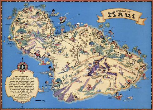 1000 Piece Adult Jigsaw Puzzle - 1931 Island of Maui Hawaii, Hawaiian Islands