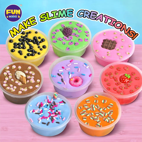 4 LB Milky Butter Slime Bucket Gift for Girls, FunKidz 64 FL OZ Soft White Scented Slime Kit with 29 Add-Ins for Kids