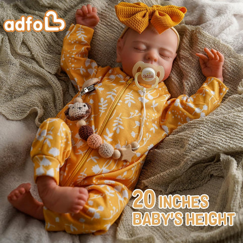 20 inch 3+ ADFO Lifelike Reborn Baby Dolls, Realistic Newborn Real Life Baby Girl Dolls Soft Full Body Vinyl Girl Baby
