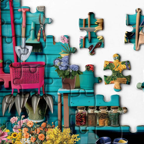 Flower Plant Gardening Puzzle, 1000 Piece for Adults, Spring Nature Garden Jigsaw Puzzle with Colorful Cabin