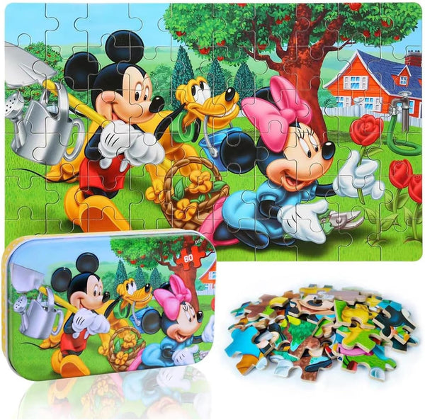 LELEMON Puzzles for Kids Ages 4-6, 60 Piece Puzzles for Ages 3-5 in Metal Box, Educational Jigsaw Puzzle Games