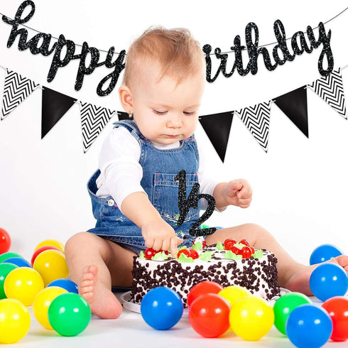 Boao Pre-Strung Half Birthday Decorations Set, 6 Months Happy 1/2 Birthday Banner, Cake Topper for Baby Shower