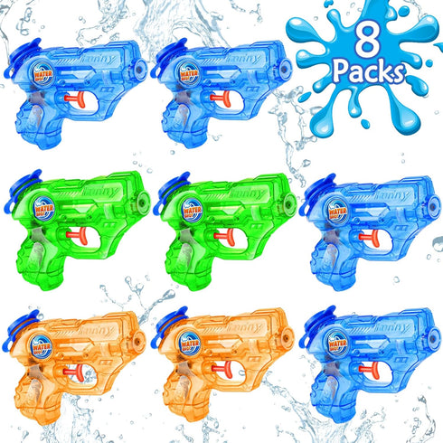 Mini Water Gun for Kids: 8 Pack Soaker Squirts Blasters with Trigger for Boys Girls Summer Outdoor Swimming Pool Water