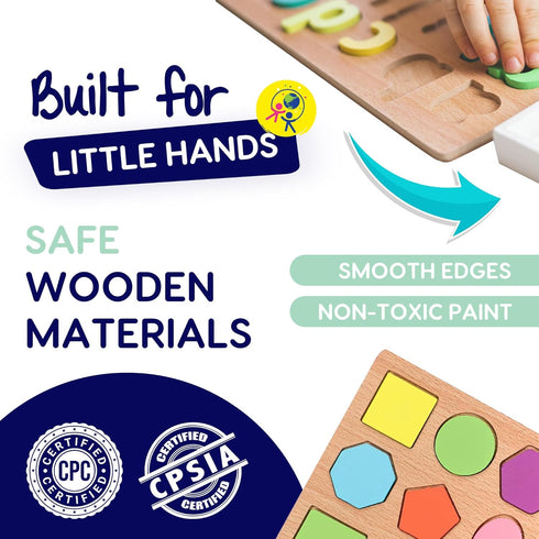 8-in-1 3 Set Montessori Wooden Activity Toy for Year Old Boys & Girls Alphabet, Numbers, Shape Sorting & Xylophone