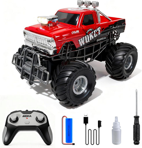 Highspeed entry level red rc monster truck with Light Spray 2.4GHz Upright