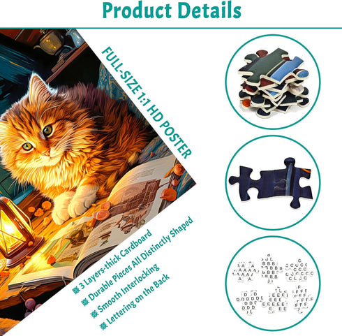 1000 Piece Puzzle for Adults Reading Cat Puzzles for Adults 1000 Piece Cute Kitten Jigsaw Puzzles 1000 Pieces Cozy Cabin 1000 Piece Puzzle Snowscape Painting Puzzle 1000 Pieces 1000 Puzzle for Adults
