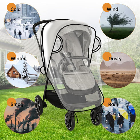 Eiszhjk Rain Cover Compatible with Nuna Stroller - Waterproof Stroller Rain Cover, Windproof Travel Weather Shield