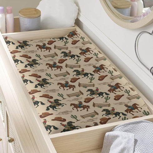 Western Cowboy Breathable Soft Baby Changing Pad Cover for Girls, Infant Newborn Changing Table Mat Sheet Cover