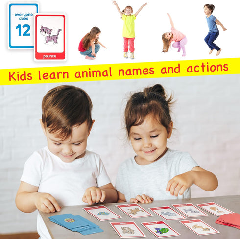 Animal Cards for Kids - Fun Exercise Games Action Cards for Preschool Card Games & Gross Motor Games