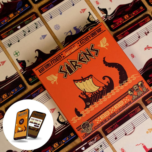 Sirens | Greek Mythology Themed Travel Size Board Game, Strategic Musical Card Drafting Game for 1-2 Players