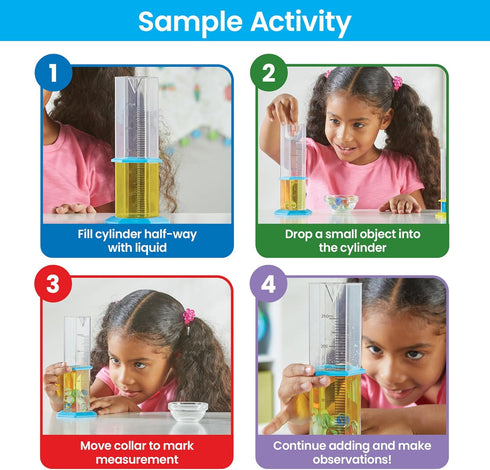 hand2mind Starter Science Graduated Cylinder Set - Science Lab Equipment for Kids, Educational Chemistry Kits (Set of 5)
