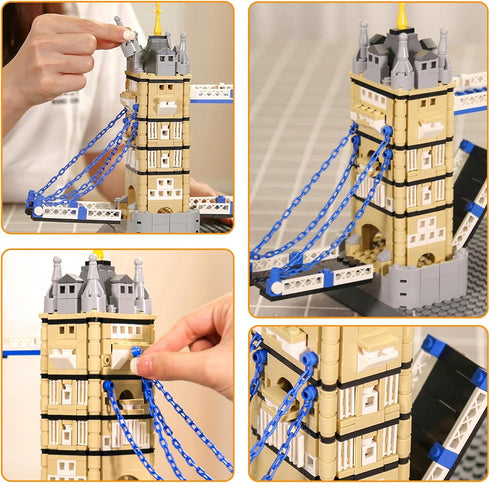 LQPFBSM Sets 969PCS London Twin Tower Bridge Building Blocks London Architecture Building Kits Famous Landmark Model
