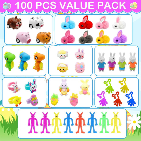 100 6 PCS Prefilled Easter Eggs with Surprise Golden Eggs & Assorted Toys, Plastic Fillers with Toys for Kid Toddler