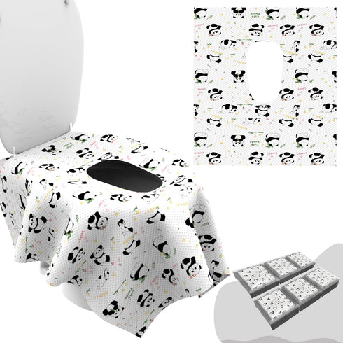 WIPEOUTX Toilet Seat Cover (20 Pack) XL 23x25 Inch Panda Print Toilet Seat
