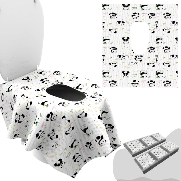 WIPEOUTX Toilet Seat Cover (20 Pack) XL 23x25 Inch Panda Print Toilet Seat