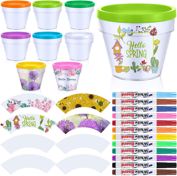 Meanplan 28 Pcs Spring Crafts 16 Spring DIY Flower Pots Paint Your