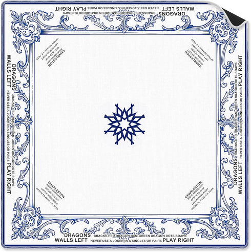VIIJJUE Blue Floral Mahjong Mat Gifts 31.5 x 31.5 in, Vintage Blue and