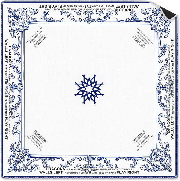 VIIJJUE Blue Floral Mahjong Mat Gifts 31.5 x 31.5 in, Vintage Blue and