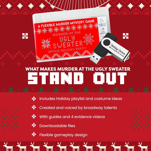 Holiday Murder Mystery Game - Murder at The Office Ugly Sweater Party | Flexible 4-20+ Players | New Print-Friendly