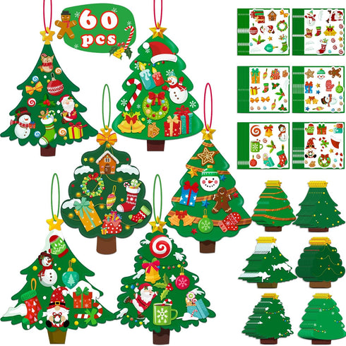 80UncleKimby 60pcs Christmas Crafts for Kids - DIY Xmas Tree Ornaments with