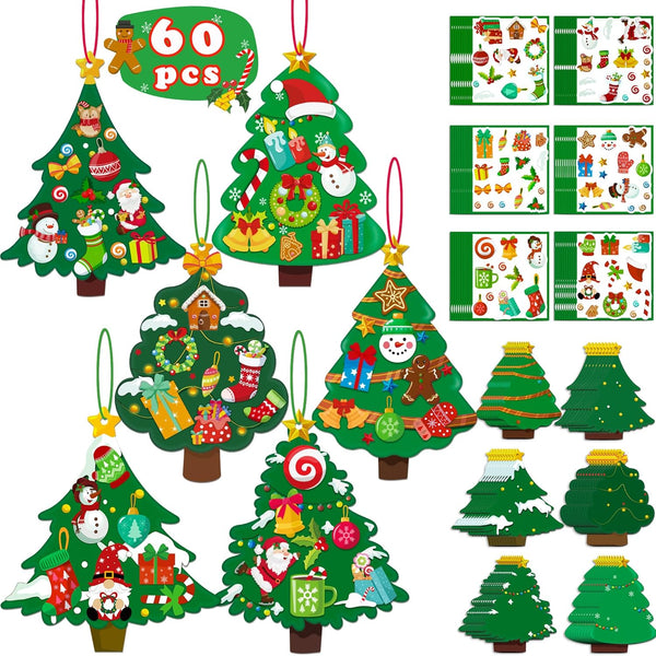80UncleKimby 60pcs Christmas Crafts for Kids - DIY Xmas Tree Ornaments with