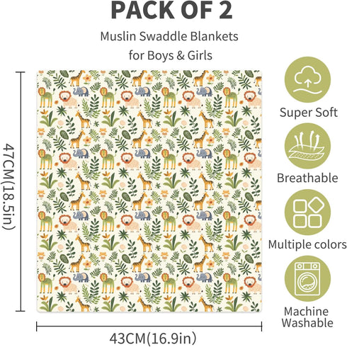 CoolaPeach Blankets,2 Pack boy,Large47 43 inches,Soft Baby Muslin Swaddle Receiving Blanket Baby Girl & x & Skin
