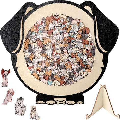 homteka Wooden Jigsaw Puzzle Dog Shaped 135-Piece with Frame & Acrylic Cover -