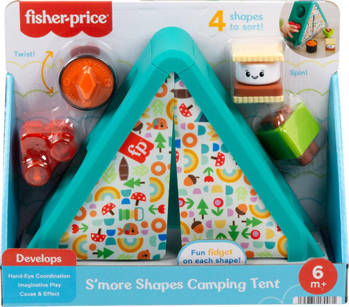 Fisher-Price S’more Shapes Camping Tent Block Sorting Activity, Baby Developmental Toy for Infants Ages 6+ Months