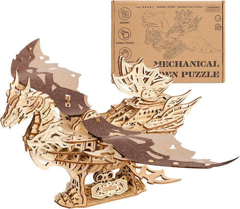 UPLIKE 3D Wooden Puzzles for Adults: 352pcs Dragon Ship Model Kits for Men