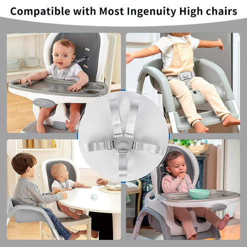 Pack Set: 5 Two High Chair Straps Point High Chair Straps Replacement Compatible with Graco and Most, Adjustable Sturdy