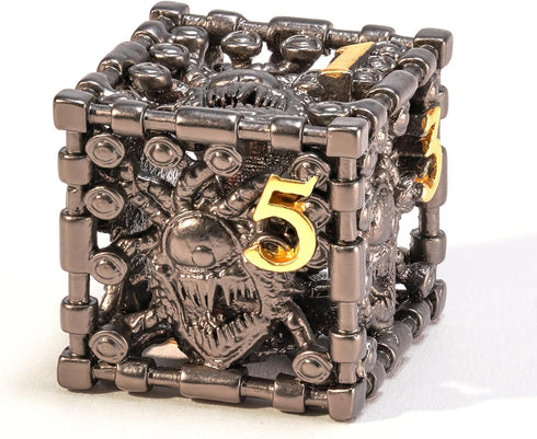 3D Beholder Metal DND Dice Set, Antique Polyhedral D&D Dice for Dungeons and Dragons, Halloween Gift (Black-Eye)