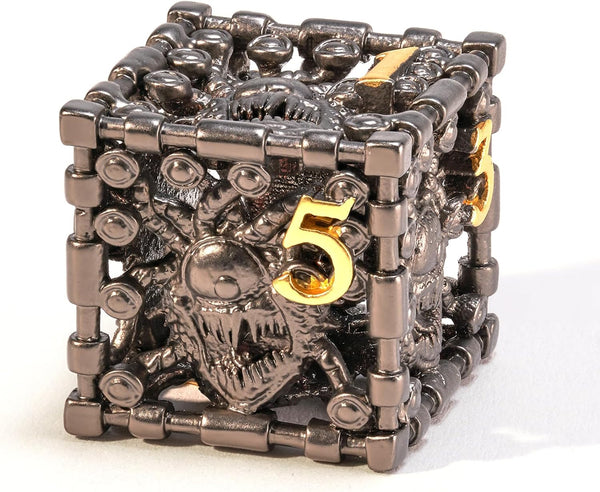 3D Beholder Metal DND Dice Set, Antique Polyhedral D&D Dice for Dungeons and Dragons, Halloween Gift (Black-Eye)