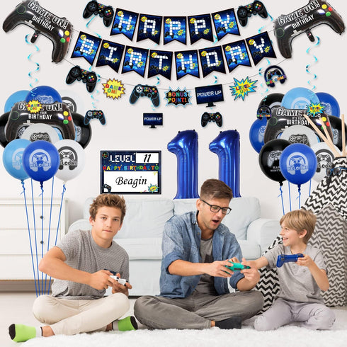 Video Game Party Decorations - 11th Birthday Decorations for Boys, HAPPY BIRTHDAY Banner, Video Game Balloons, Gaming