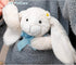 14" White Bunny Stuffed Animal for Kids, Huggable Rabbit Plush Toy with Bow for Boys and Girls, Great Gift