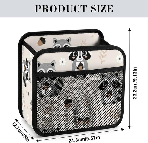 PPIKTC Spacious Hanging Auto Seat Organizer with Ventilated Mesh Pockets for Wet Wipes and Baby Supplies, Cute Raccoon