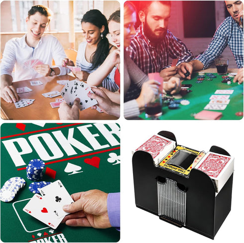 Automatic Card Shuffler - Electric Battery-Operated for 1/2/4/6 Decks, Casino Card Game for Home Parties