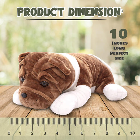 10") Plushland Realistic Stuffed Animal Toys Puppy Dog, Holiday Plush Figures for Kids, Babies to Play with (Bulldog