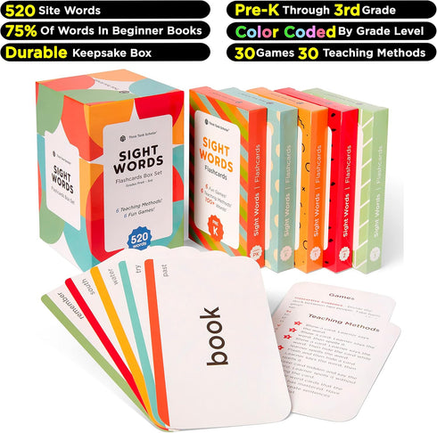 Think Tank Scholar 520 Flash Cards, Award-Winning Dolch & Fry Sight Words for Preschool to 3rd Grade Homeschool