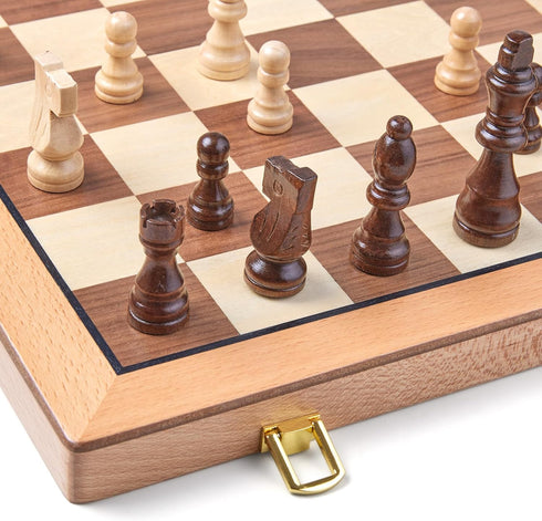 Set, 15 Inches Sets 2 Packed AMEROUS Magnetic Wooden Chess Handmade Wooden Folding Travel Chess Board Game