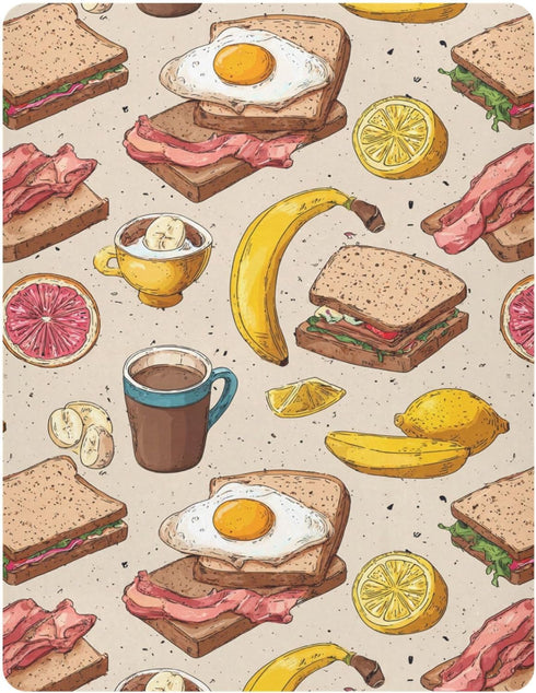 Pigsaly 27x39 Inch Crib Sheets Grunge Fruits Coffee Eggs Bacon Baby Sheet for Standard Crib Mattress Boys Girls Toddler