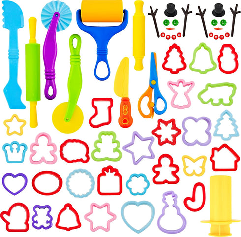 iShyan Dough Tools Set 59 PCS Dough Play Tools for Kids with