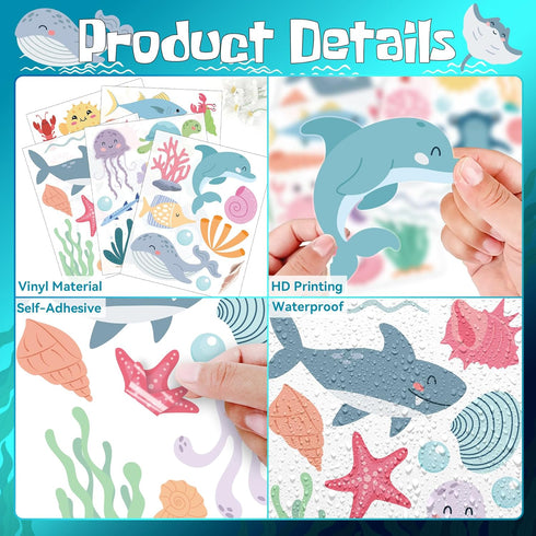 5 58 Ocean Animals Wall Decals - Sheets Pcs Under The Sea Theme Wall Decor Peel and Stick Ocean Wall Stickers for Home