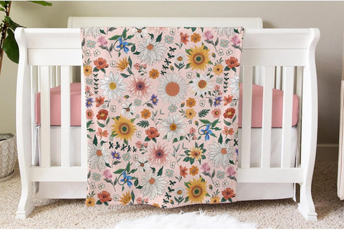 SqtmuHLuo 60x80inch Floral Baby Blanket for Girls Gifts Boho Flower Wildflower Baby Nursery Bed Receiving Blankets