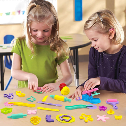 Playdough Tools 36pcs Set for Kids, Includes Cutters, Roller, Rolling Pins, and Dough Extruder