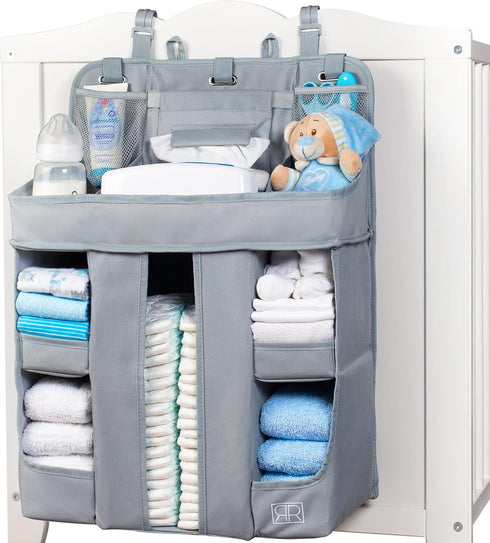 XL Hanging Diaper Caddy Organizer – Reinforced Diaper Stacker for Crib, Changing Table, Playard, Wall & Door for