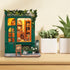 Set DIY Book Nook Kit, Miniature Bookshelf Decor with LED Lights, Laser-Cut Wooden Craft for Adults, Creative Gift